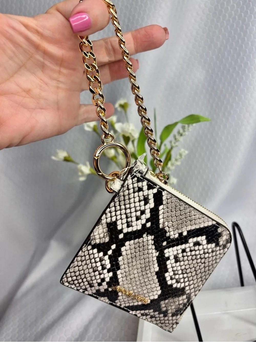Michael Kors Snake-Print Leather Wristlet - NWT
